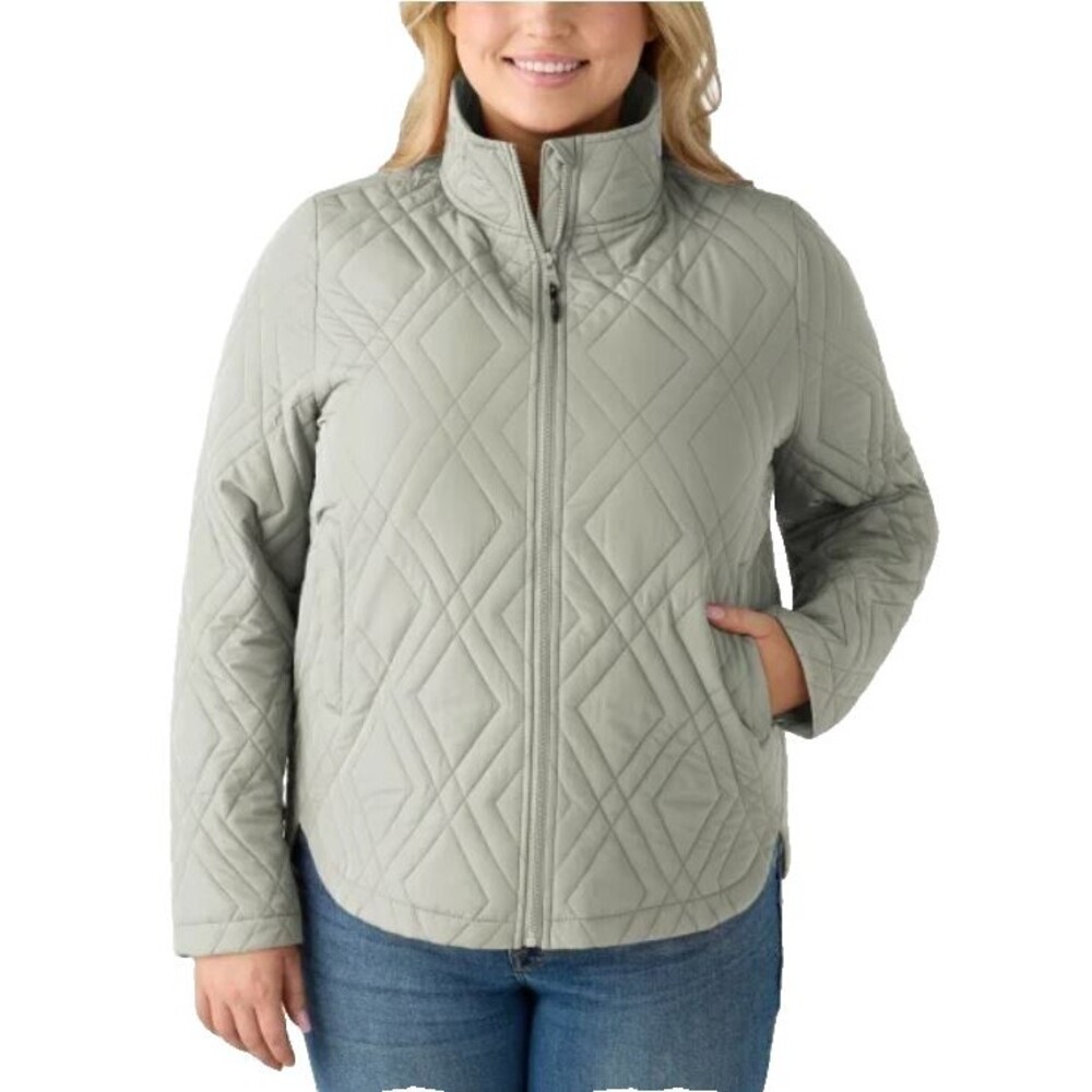 Voyager Womens Quilted Jacket XXL Green Water-Resistant Full Zip Lightweight NEW